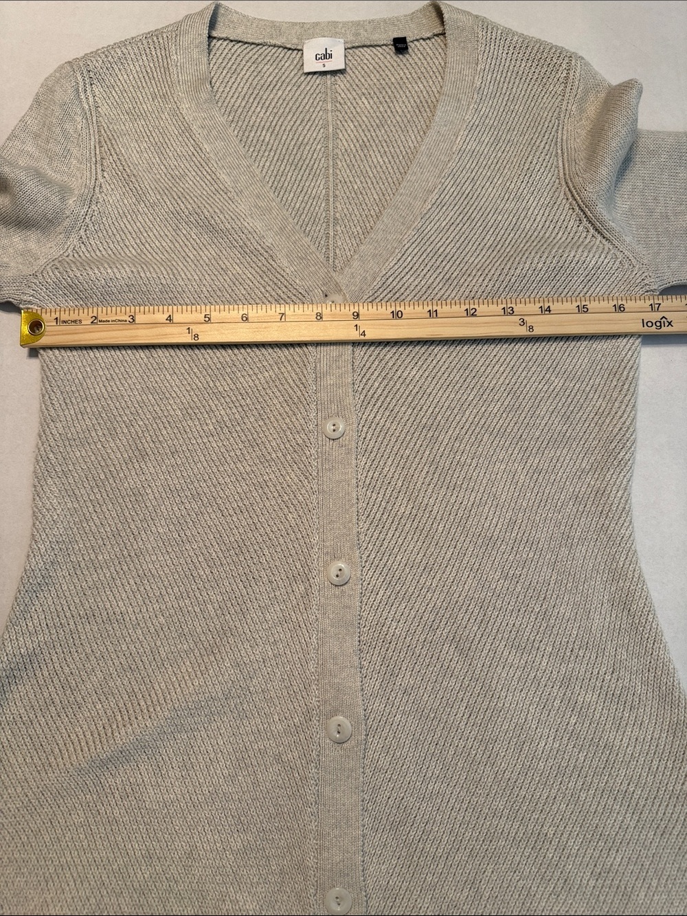 CAbi 3161 Shirttail Ribbed Cardigan Light Gray Size Small - Picture 7 of 11